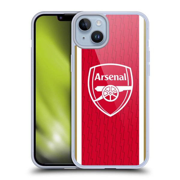Arsenal FC 2023/24 Crest Kit Home Soft Gel Case for Apple iPhone 14 Plus