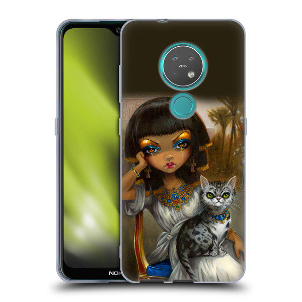 Strangeling Art Egyptian Girl with Cat Soft Gel Case for Nokia 6.2 / 7.2