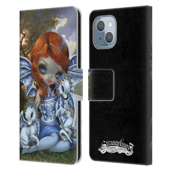 Strangeling Dragon Blue Willow Fairy Leather Book Wallet Case Cover For Apple iPhone 14