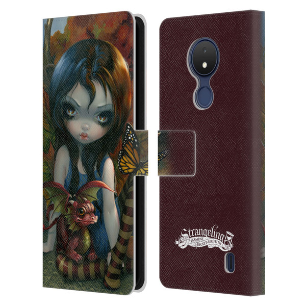 Strangeling Dragon Autumn Fairy Leather Book Wallet Case Cover For Nokia C21