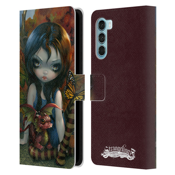 Strangeling Dragon Autumn Fairy Leather Book Wallet Case Cover For Motorola Edge S30 / Moto G200 5G