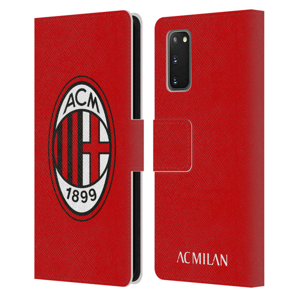 AC Milan Crest Full Colour Red Leather Book Wallet Case Cover For Samsung Galaxy S20 / S20 5G