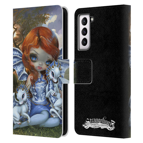 Strangeling Dragon Blue Willow Fairy Leather Book Wallet Case Cover For Samsung Galaxy S21 5G