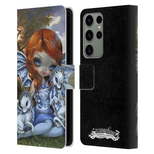 Strangeling Dragon Blue Willow Fairy Leather Book Wallet Case Cover For Samsung Galaxy S23 Ultra 5G