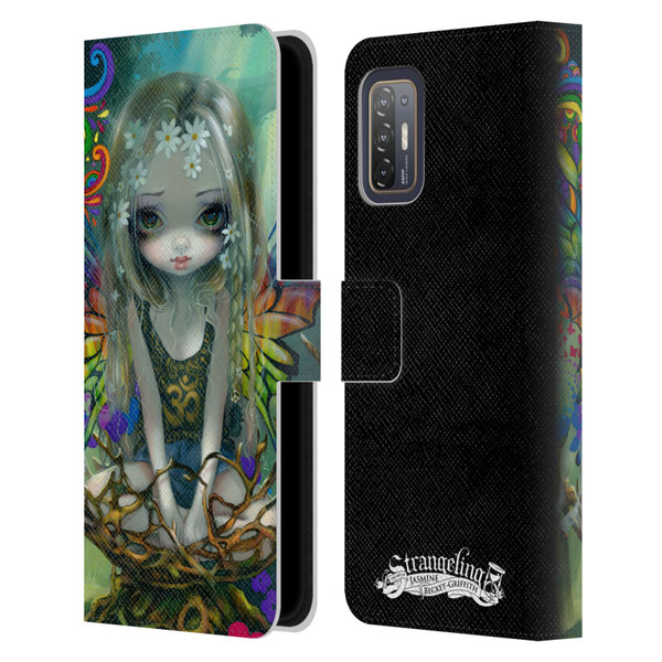 Strangeling Fairy Art Rainbow Winged Leather Book Wallet Case Cover For HTC Desire 21 Pro 5G