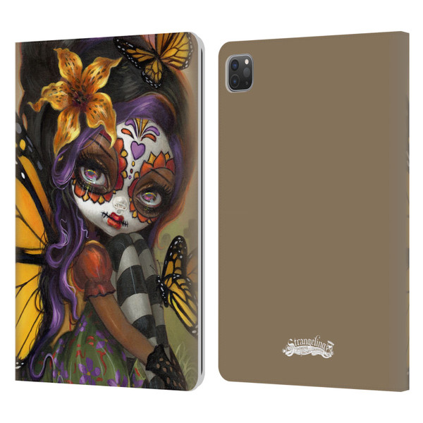 Strangeling Fairy Art Day of Dead Butterfly Leather Book Wallet Case Cover For Apple iPad Pro 11 2020 / 2021 / 2022
