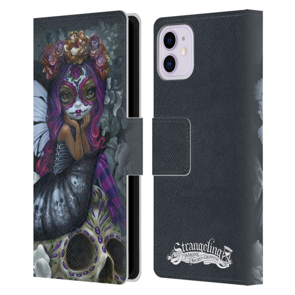 Strangeling Fairy Art Day of Dead Skull Leather Book Wallet Case Cover For Apple iPhone 11