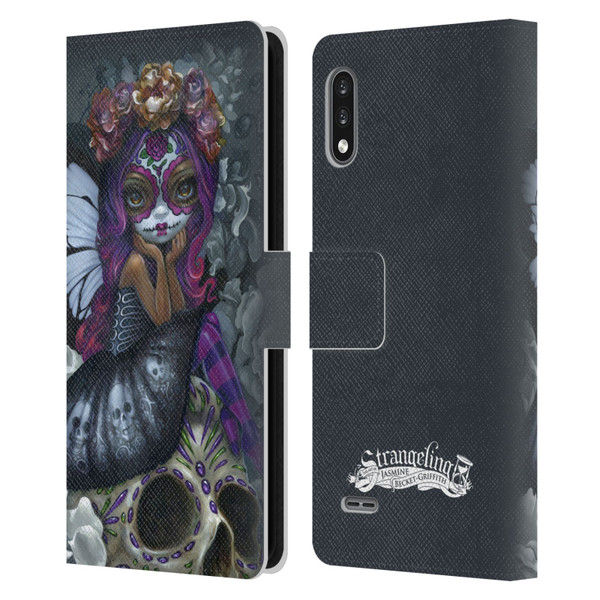 Strangeling Fairy Art Day of Dead Skull Leather Book Wallet Case Cover For LG K22