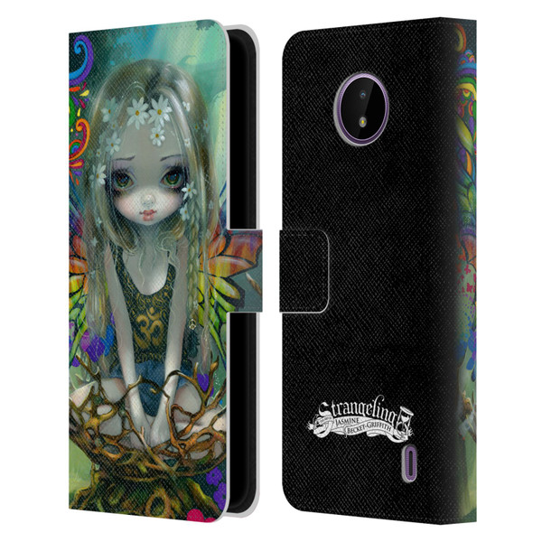 Strangeling Fairy Art Rainbow Winged Leather Book Wallet Case Cover For Nokia C10 / C20