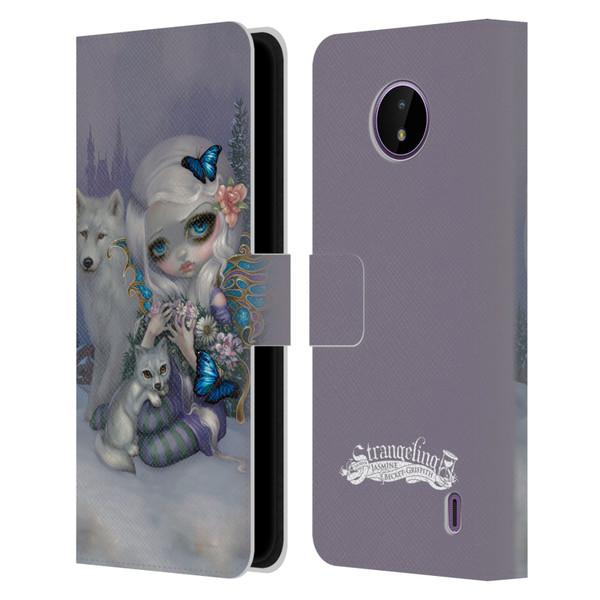 Strangeling Fairy Art Winter with Wolf Leather Book Wallet Case Cover For Nokia C10 / C20