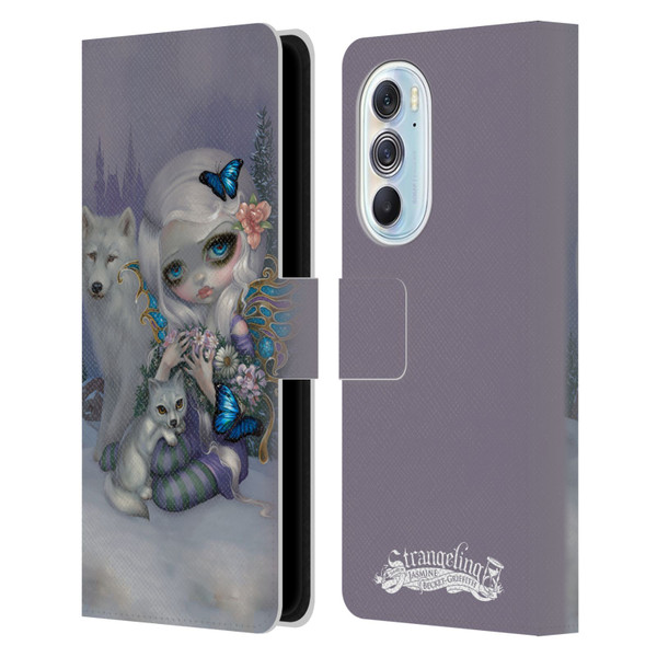 Strangeling Fairy Art Winter with Wolf Leather Book Wallet Case Cover For Motorola Edge X30