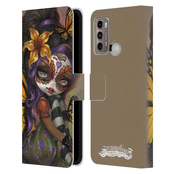 Strangeling Fairy Art Day of Dead Butterfly Leather Book Wallet Case Cover For Motorola Moto G60 / Moto G40 Fusion