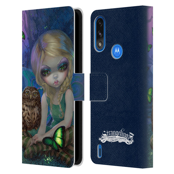 Strangeling Fairy Art Summer with Owl Leather Book Wallet Case Cover For Motorola Moto E7 Power / Moto E7i Power