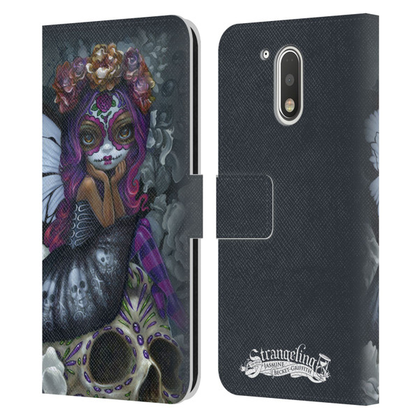 Strangeling Fairy Art Day of Dead Skull Leather Book Wallet Case Cover For Motorola Moto G41