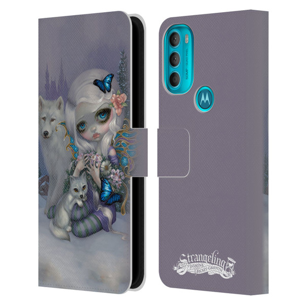 Strangeling Fairy Art Winter with Wolf Leather Book Wallet Case Cover For Motorola Moto G71 5G