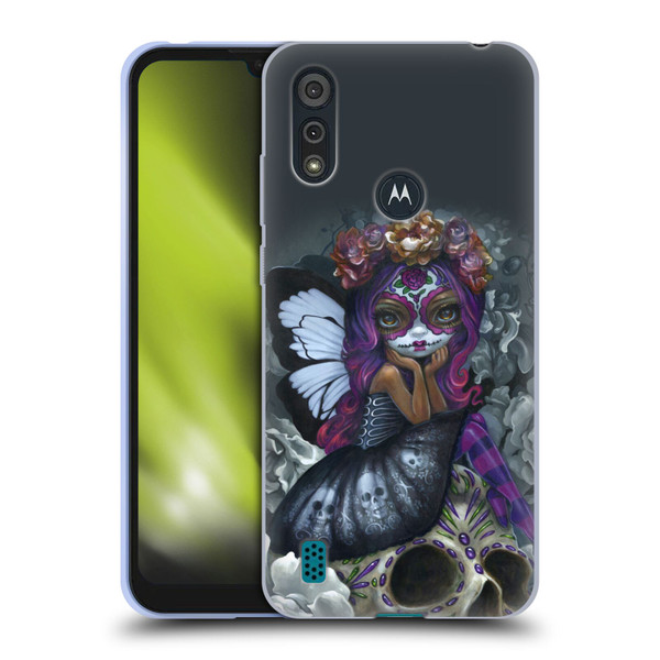 Strangeling Fairy Art Day of Dead Skull Soft Gel Case for Motorola Moto E6s (2020)
