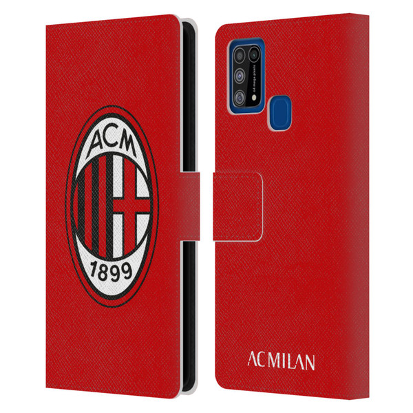 AC Milan Crest Full Colour Red Leather Book Wallet Case Cover For Samsung Galaxy M31 (2020)