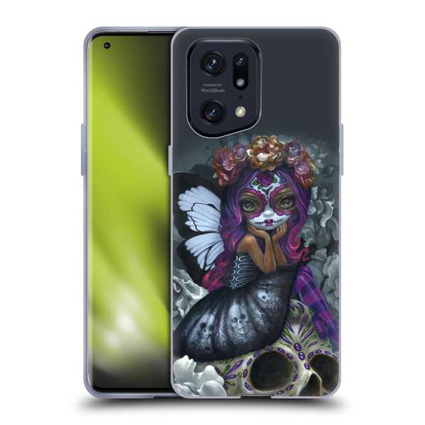 Strangeling Fairy Art Day of Dead Skull Soft Gel Case for OPPO Find X5 Pro