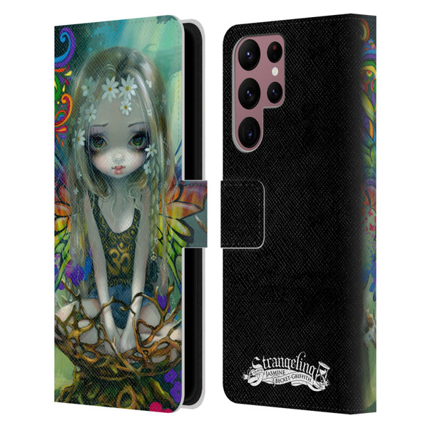 Strangeling Fairy Art Rainbow Winged Leather Book Wallet Case Cover For Samsung Galaxy S22 Ultra 5G