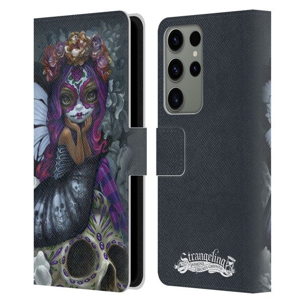 Strangeling Fairy Art Day of Dead Skull Leather Book Wallet Case Cover For Samsung Galaxy S23 Ultra 5G