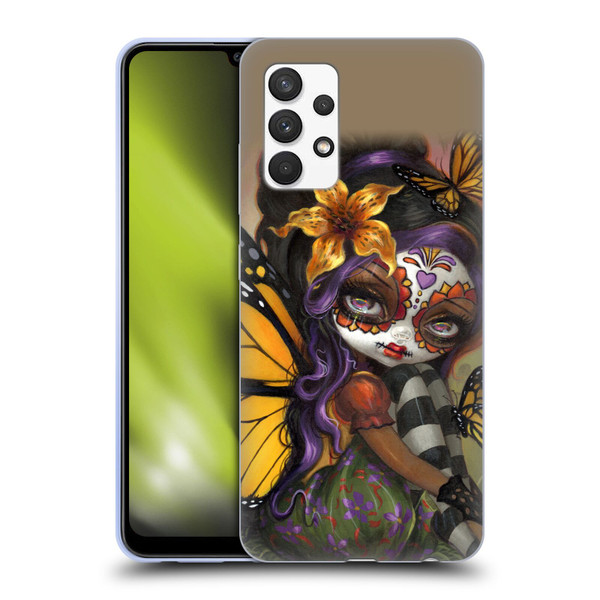 Strangeling Fairy Art Day of Dead Butterfly Soft Gel Case for Samsung Galaxy A32 (2021)