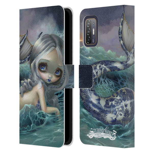 Strangeling Mermaid Blue Willow Tail Leather Book Wallet Case Cover For HTC Desire 21 Pro 5G