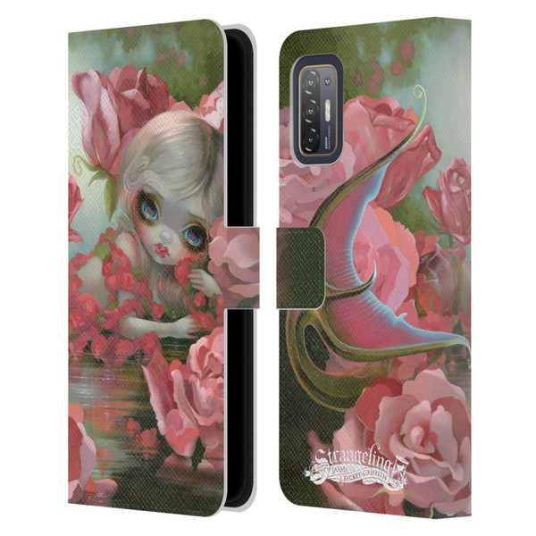 Strangeling Mermaid Roses Leather Book Wallet Case Cover For HTC Desire 21 Pro 5G