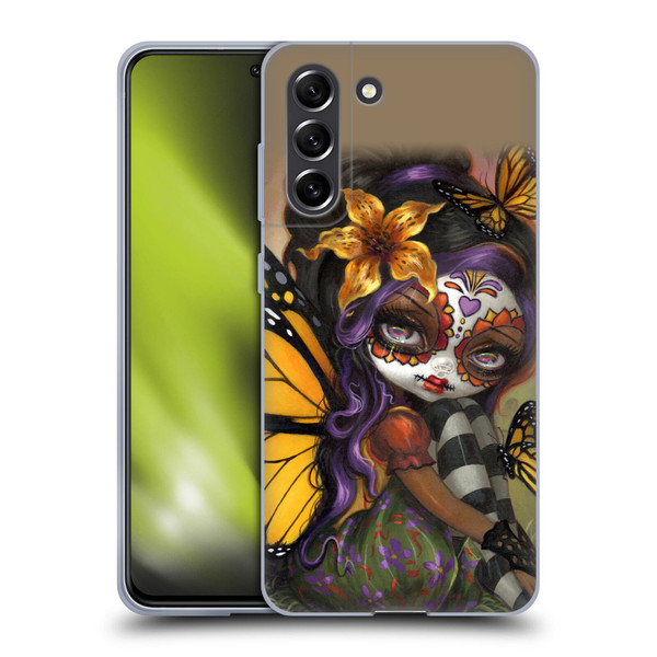Strangeling Fairy Art Day of Dead Butterfly Soft Gel Case for Samsung Galaxy S21 FE 5G