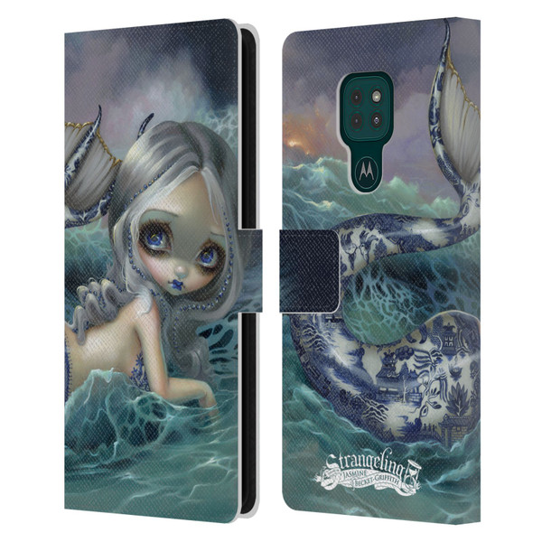Strangeling Mermaid Blue Willow Tail Leather Book Wallet Case Cover For Motorola Moto G9 Play