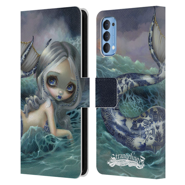 Strangeling Mermaid Blue Willow Tail Leather Book Wallet Case Cover For OPPO Reno 4 5G