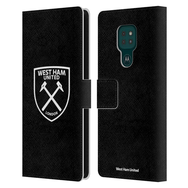 West Ham United FC Crest White Logo Leather Book Wallet Case Cover For Motorola Moto G9 Play