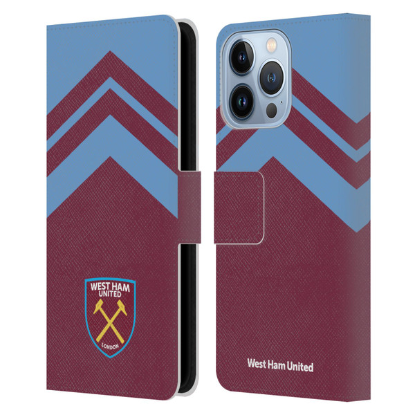 West Ham United FC Crest Graphics Arrowhead Lines Leather Book Wallet Case Cover For Apple iPhone 13 Pro