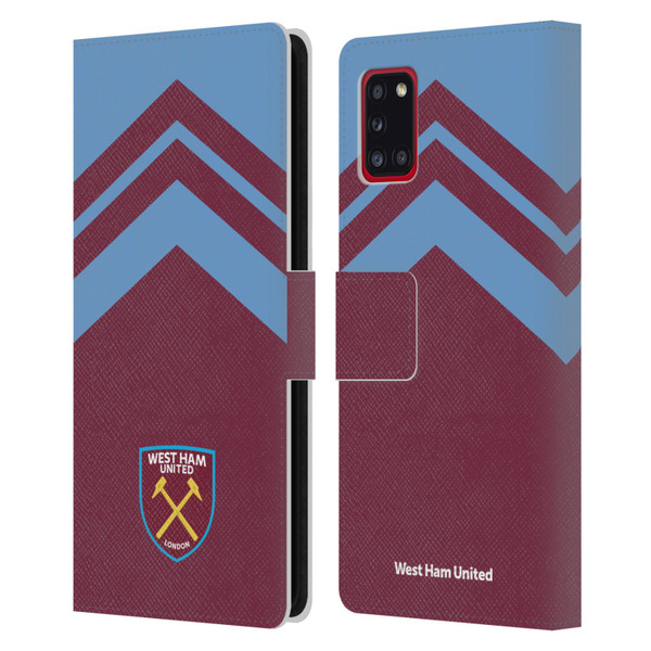West Ham United FC Crest Graphics Arrowhead Lines Leather Book Wallet Case Cover For Samsung Galaxy A31 (2020)