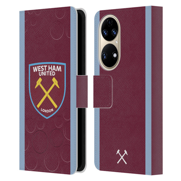 West Ham United FC 2023/24 Crest Kit Home Leather Book Wallet Case Cover For Huawei P50