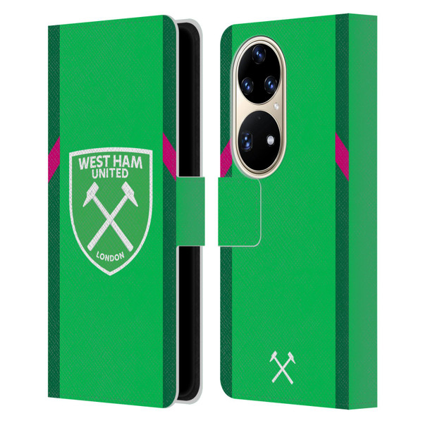 West Ham United FC 2023/24 Crest Kit Home Goalkeeper Leather Book Wallet Case Cover For Huawei P50 Pro