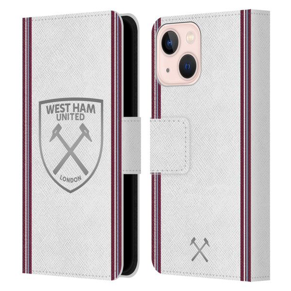 West Ham United FC 2023/24 Crest Kit Away Leather Book Wallet Case Cover For Apple iPhone 13 Mini