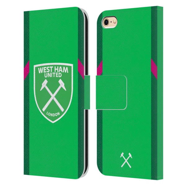 West Ham United FC 2023/24 Crest Kit Home Goalkeeper Leather Book Wallet Case Cover For Apple iPhone 6 / iPhone 6s