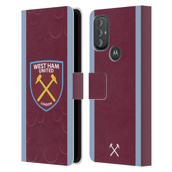 West Ham United FC 2023/24 Crest Kit Home Leather Book Wallet Case Cover For Motorola Moto G10 / Moto G20 / Moto G30