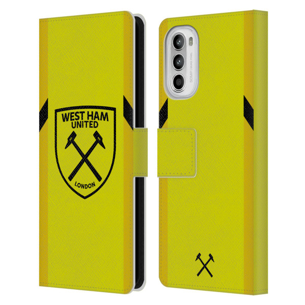 West Ham United FC 2023/24 Crest Kit Away Goalkeeper Leather Book Wallet Case Cover For Motorola Moto G52