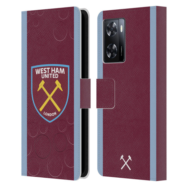 West Ham United FC 2023/24 Crest Kit Home Leather Book Wallet Case Cover For OPPO A57s