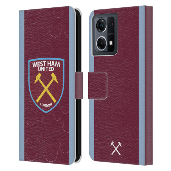 West Ham United FC 2023/24 Crest Kit Home Leather Book Wallet Case Cover For OPPO Reno8 4G