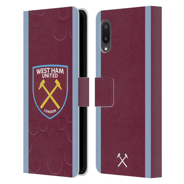 West Ham United FC 2023/24 Crest Kit Home Leather Book Wallet Case Cover For Samsung Galaxy A02/M02 (2021)