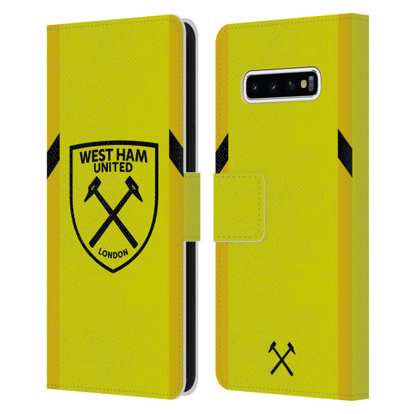 West Ham United FC 2023/24 Crest Kit Away Goalkeeper Leather Book Wallet Case Cover For Samsung Galaxy S10+ / S10 Plus