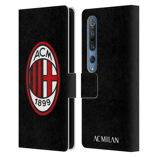 AC Milan Crest Full Colour Black Leather Book Wallet Case Cover For Xiaomi Mi 10 5G / Mi 10 Pro 5G