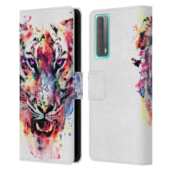 Riza Peker Animals Eye Of The Tiger Leather Book Wallet Case Cover For Huawei P Smart (2021)