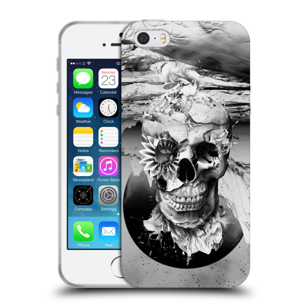 Riza Peker Skulls 6 Black And White 2 Soft Gel Case for Apple iPhone 5 / 5s / iPhone SE 2016