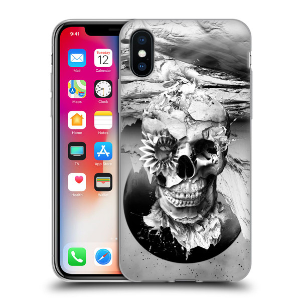 Riza Peker Skulls 6 Black And White 2 Soft Gel Case for Apple iPhone X / iPhone XS