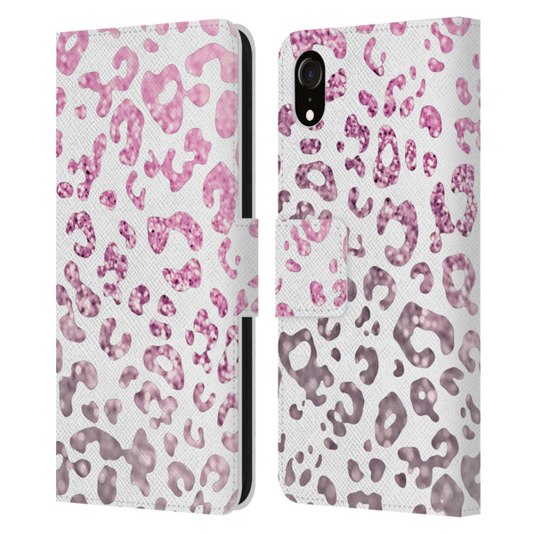 Monika Strigel Animal Print Glitter Pink Leather Book Wallet Case Cover For Apple iPhone XR