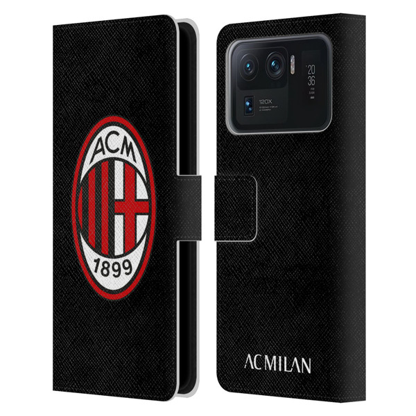 AC Milan Crest Full Colour Black Leather Book Wallet Case Cover For Xiaomi Mi 11 Ultra