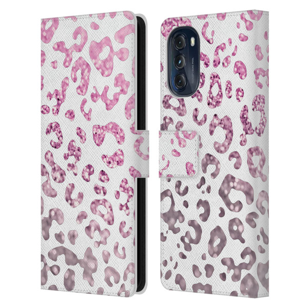 Monika Strigel Animal Print Glitter Pink Leather Book Wallet Case Cover For Motorola Moto G (2022)